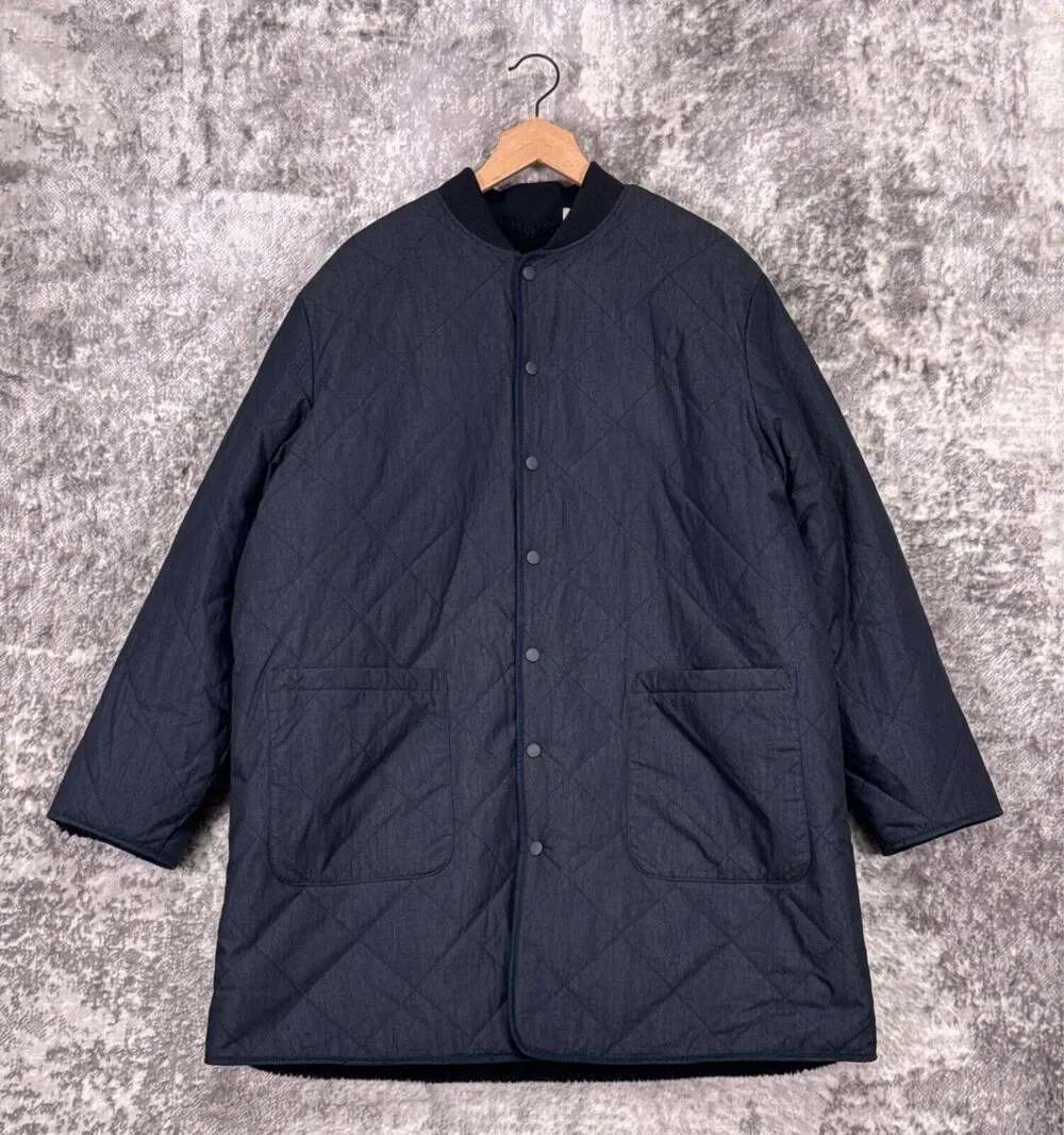 Levis Made & Crafted Coat XL Indigo Blue Quilted Reversible Sherpa Fleece Jacket